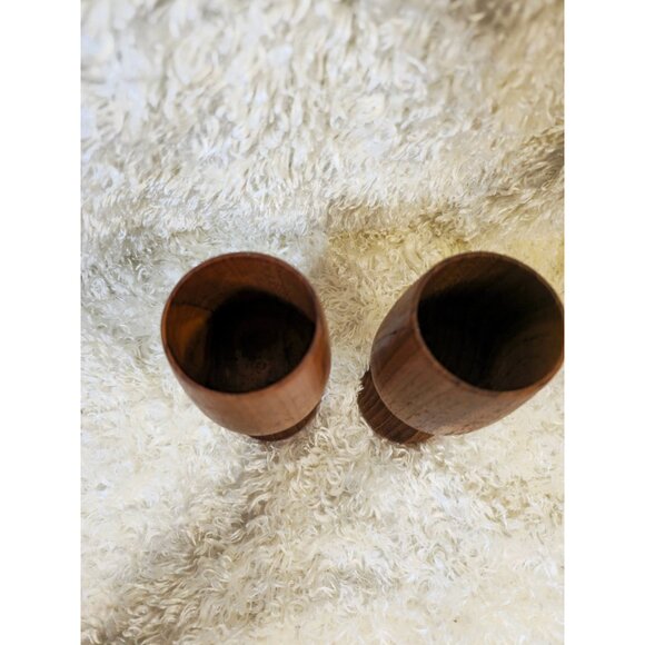 Vintage Hand-Carved Wooden Wine Goblets Set Of Two - Picture 7 of 11